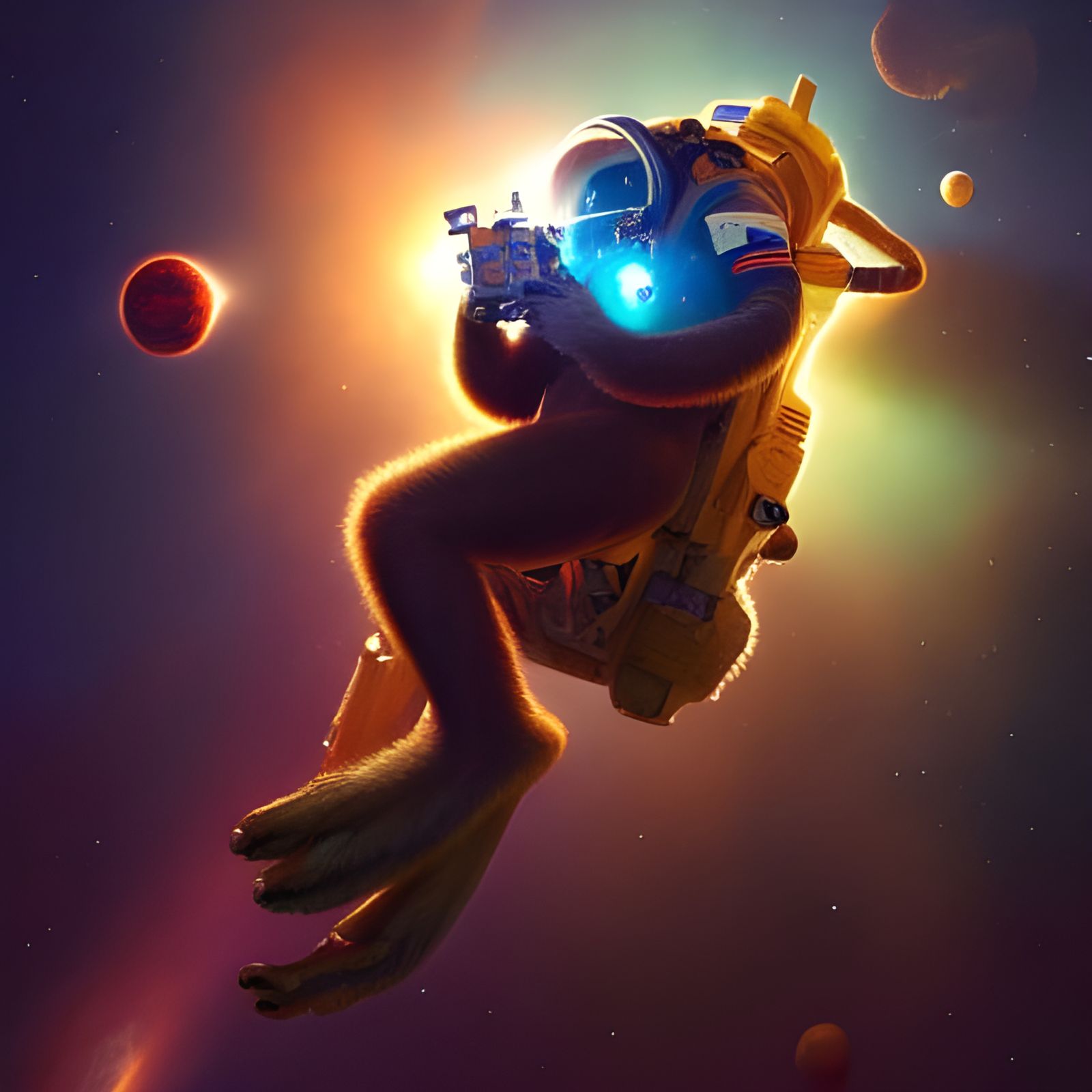 Astronaut Monkey Drinking a Beer
