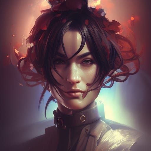 Demonic Police Officer Portrait in Hyperdetailed Style