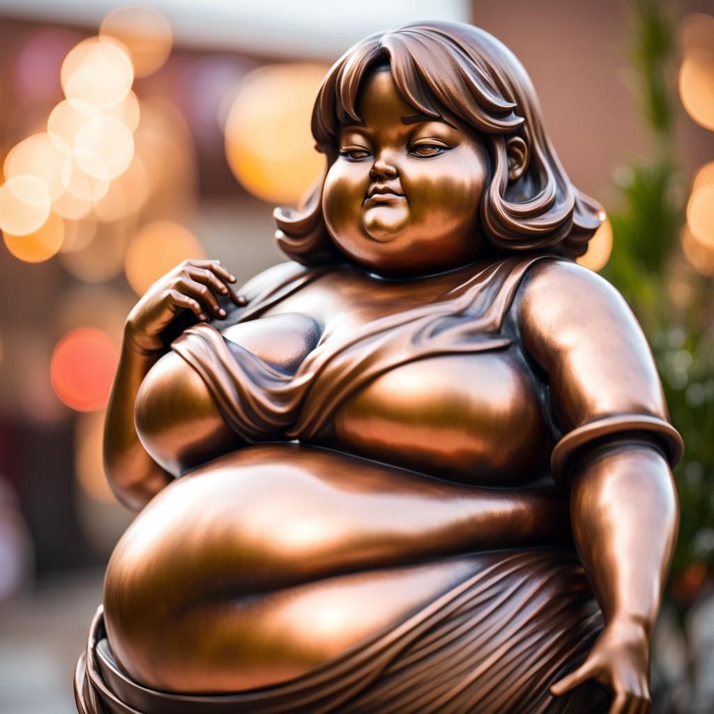 Copper Anime Statue with Bokeh