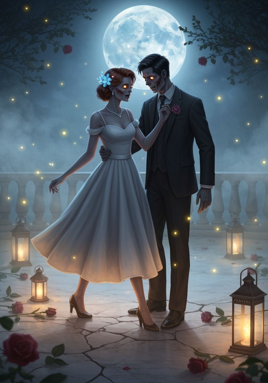 Dreamy Zombie Prom Dance Under Full Moon