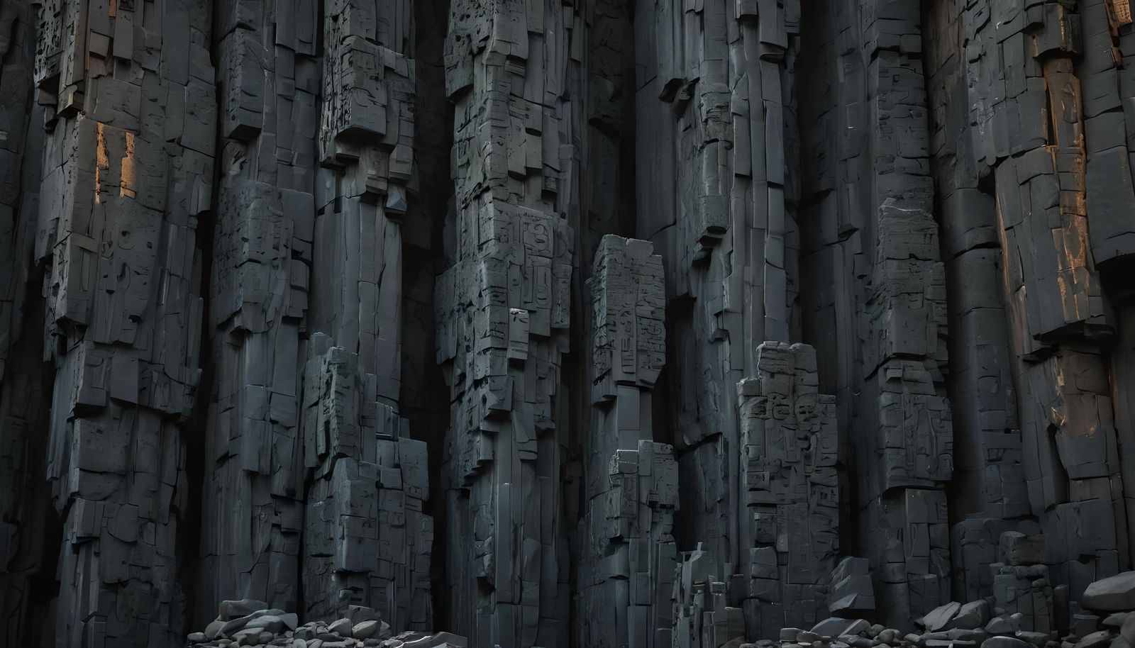 Ancient Basalt Pillars with Cuneiform Inscriptions