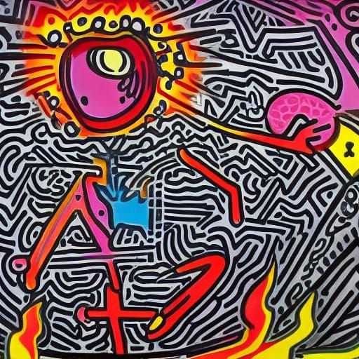 Cosmic Dance: Street Art Inspired by Haring and Blake