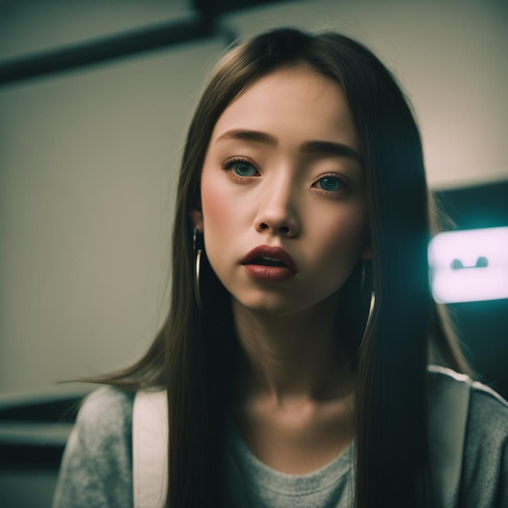 Dramatic Film Still of Woman's Mental Breakdown