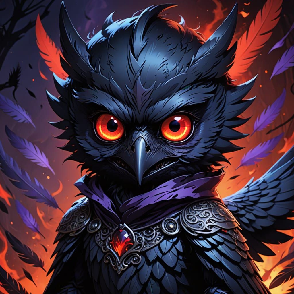 Surreal Demon Raven Masterpiece in Vibrant Anime Colors