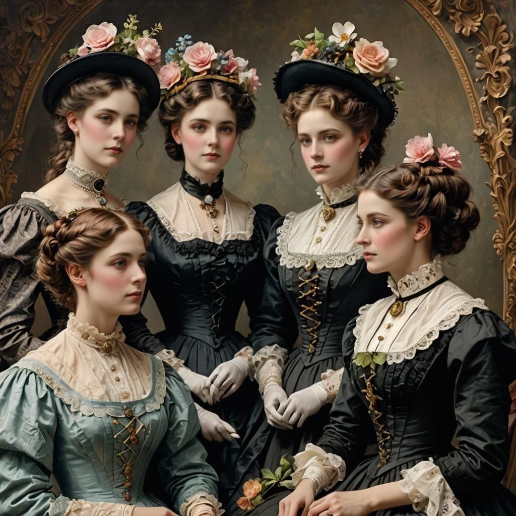 Elegant Victorian Women in Classic Style