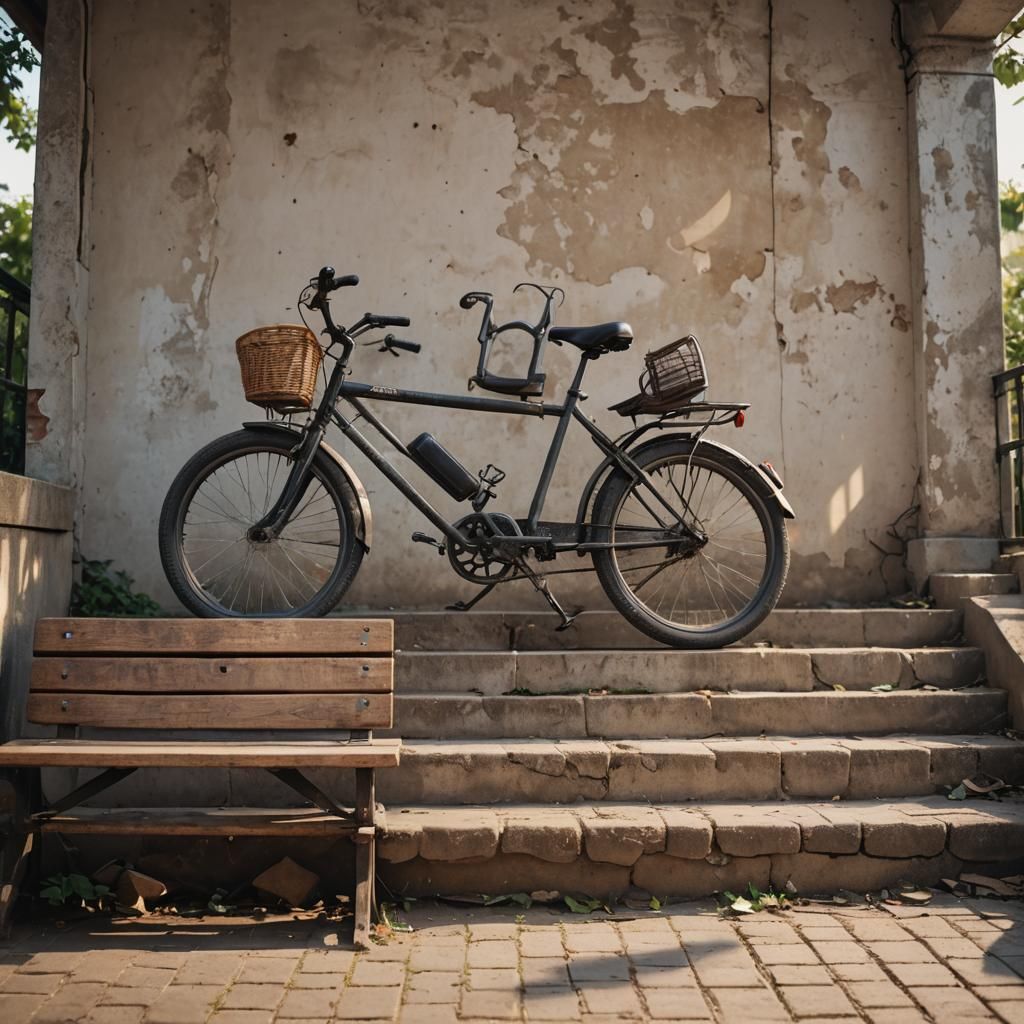 Vintage Bike Ascends to Heaven in Radiant Light