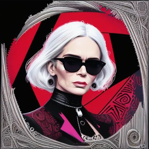 Emily Blunt Fashion Illustration in Neon Style