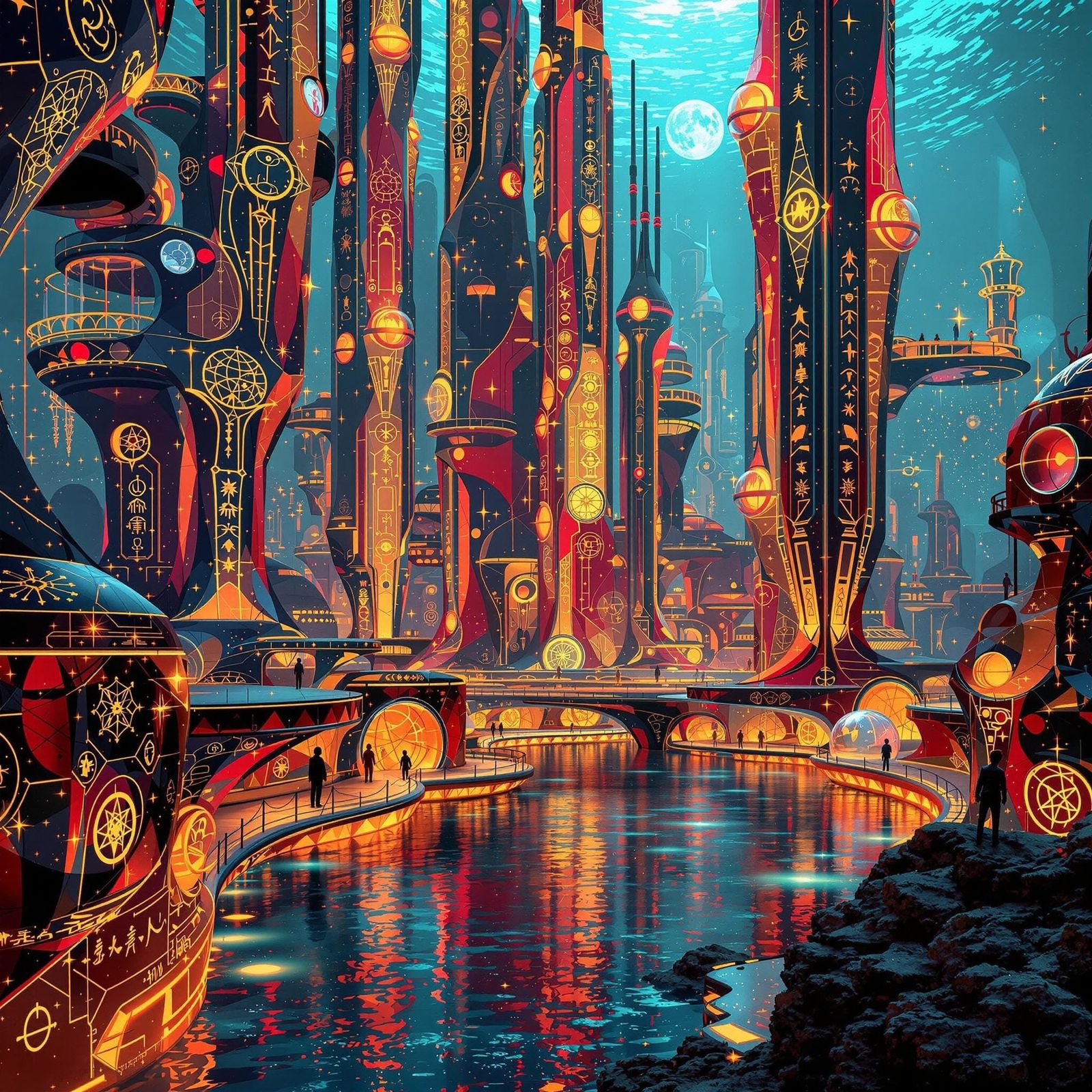 Glowing City on a Methane Sea