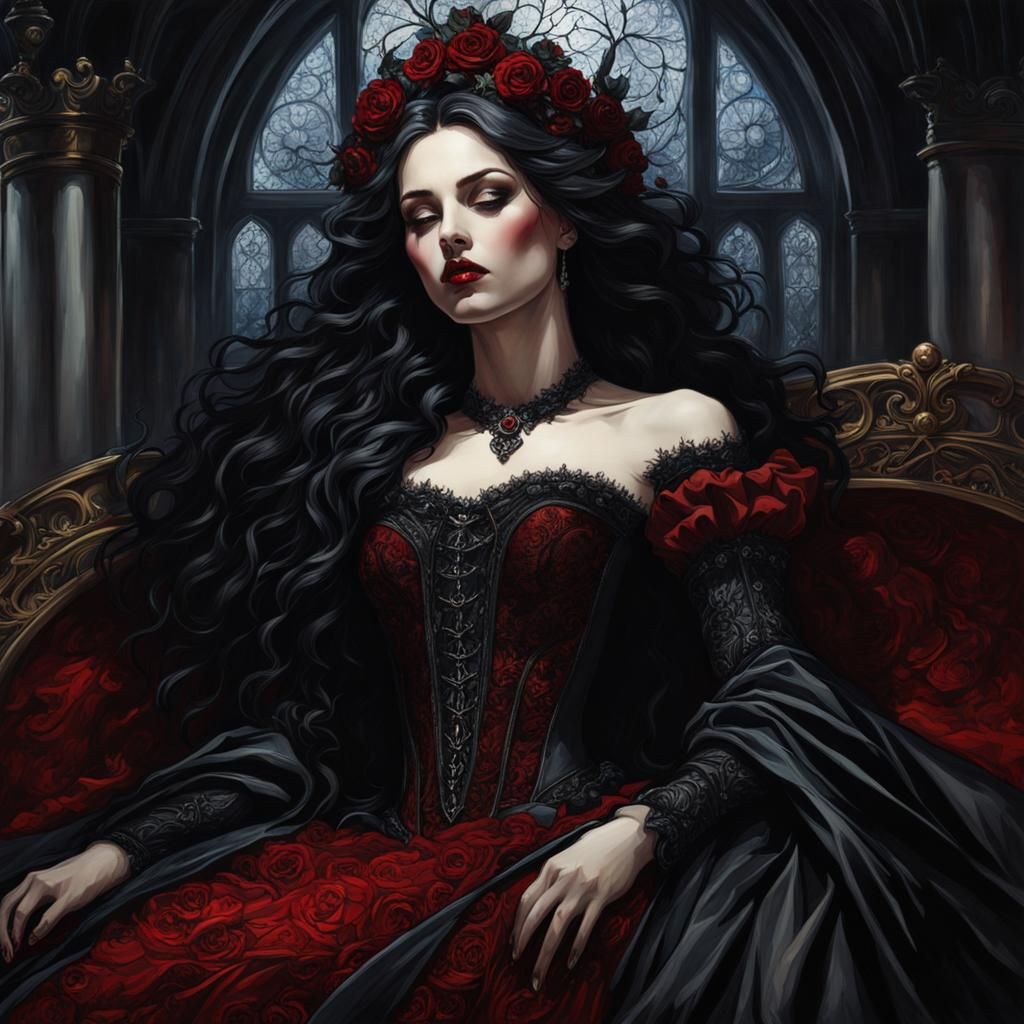 Grim Gothic Sleeping Beauty in Dark Fantasy Style