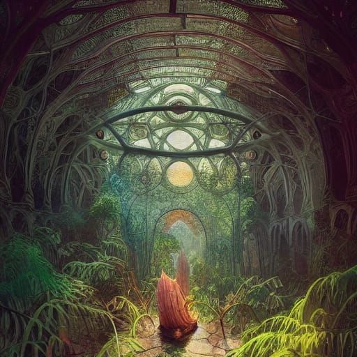 Hyperion Jungle with Giant Mushrooms in Cel-Shaded Style