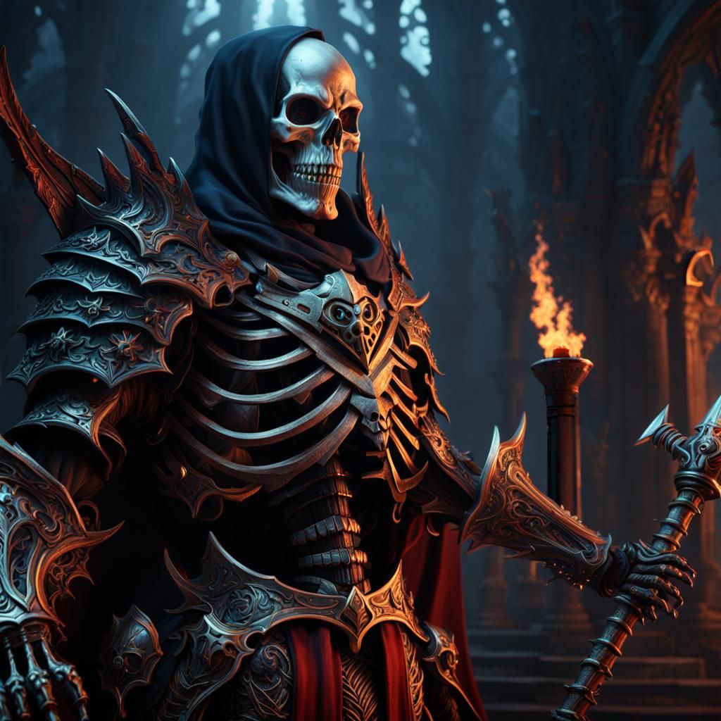 Detailed Skeleton Demon Knight Concept Art