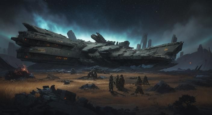 United Soldiers in Space Aftermath: A Cinematic Still