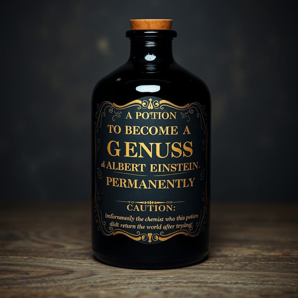 Elegant, Dark Potion in Vintage Apothecary Bottle with Haunt...