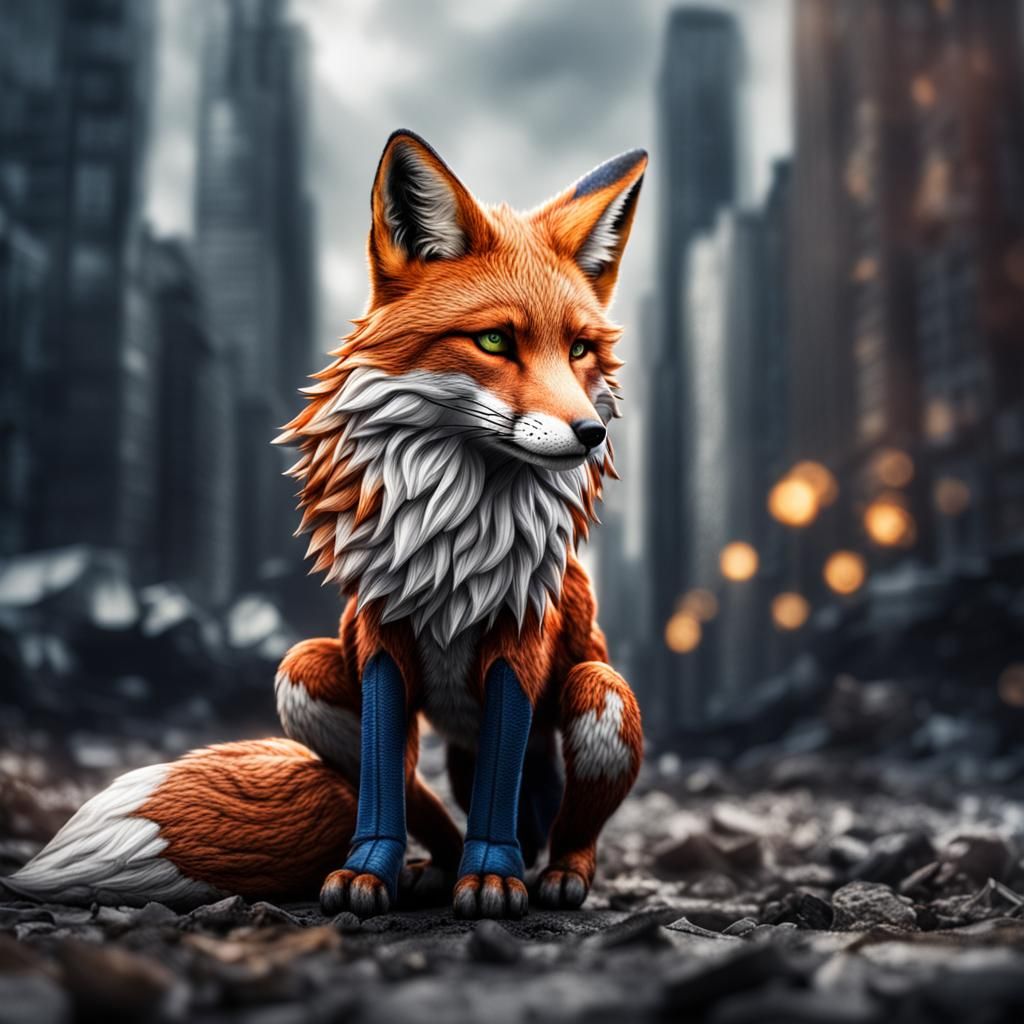 Hyperrealistic Superhero Fox in Cinematic Style