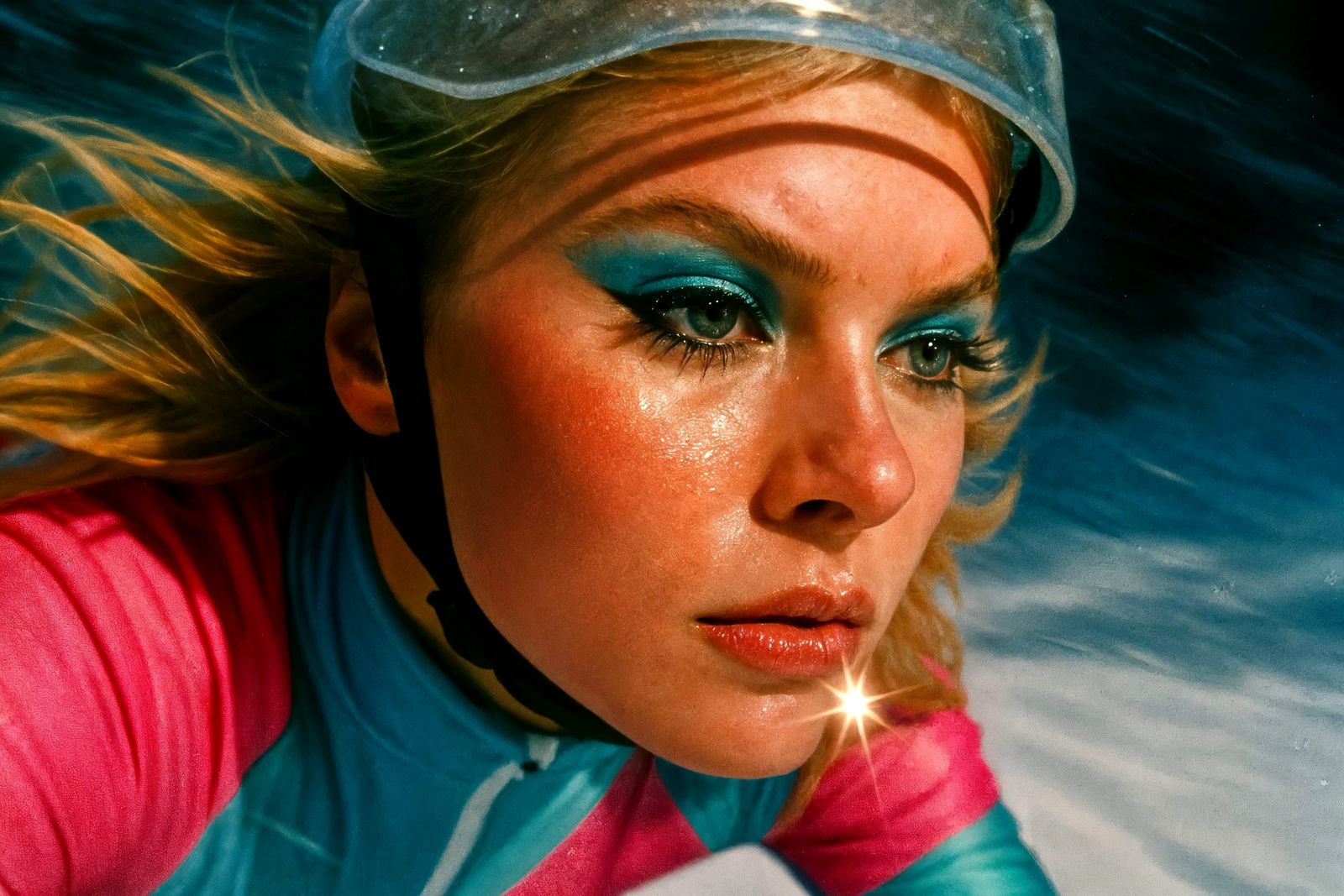 80s Glam Skiing Model Close-Up