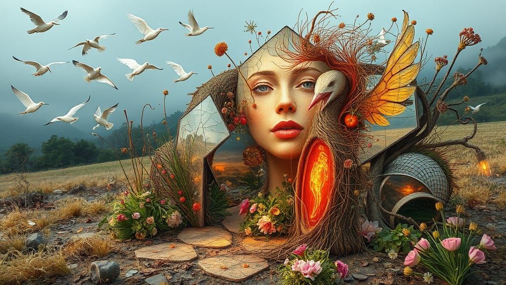 Surreal Land Art: Female Form in Nature's Embrace