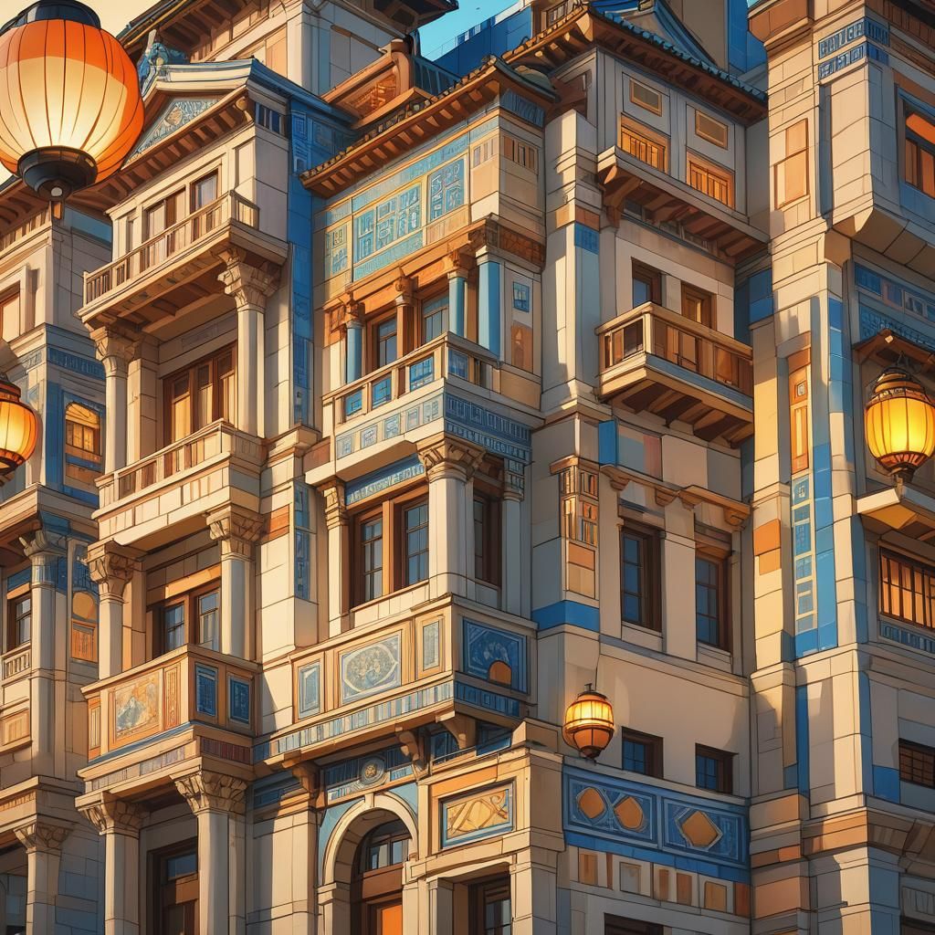 Architectural Fusion: A Tower of Styles in Digital Art