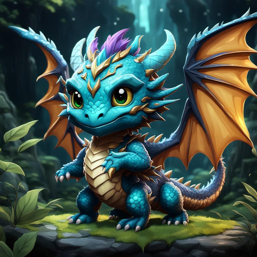 Chibi Dragon Fairy in Detailed Matte Painting Style
