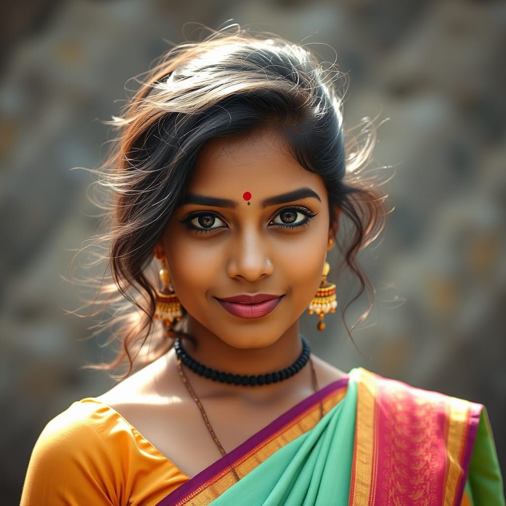 Charming Portrait of a Young Tamil Woman