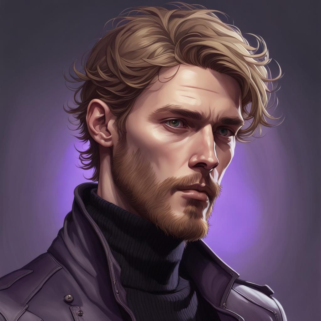 Ethereal Portrait of a Pale Man in Art Nouveau Style