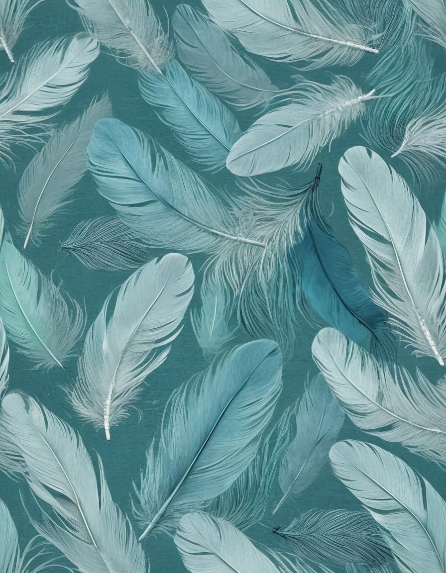 Muted Gray and Blue-Green Feathered Ocean Hues