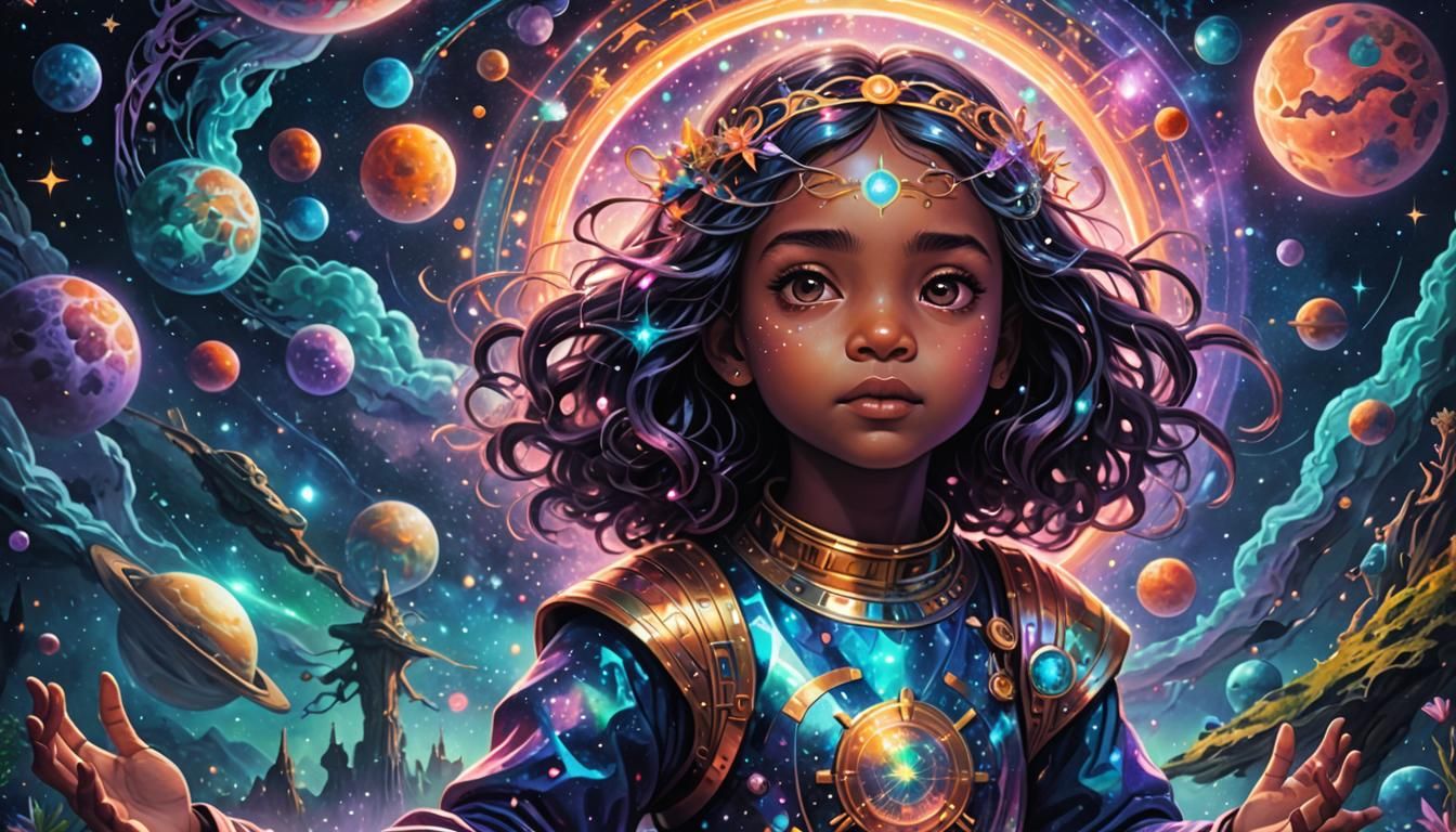 Cosmic Abduction: A Psychedelic Mixed Media Illustration