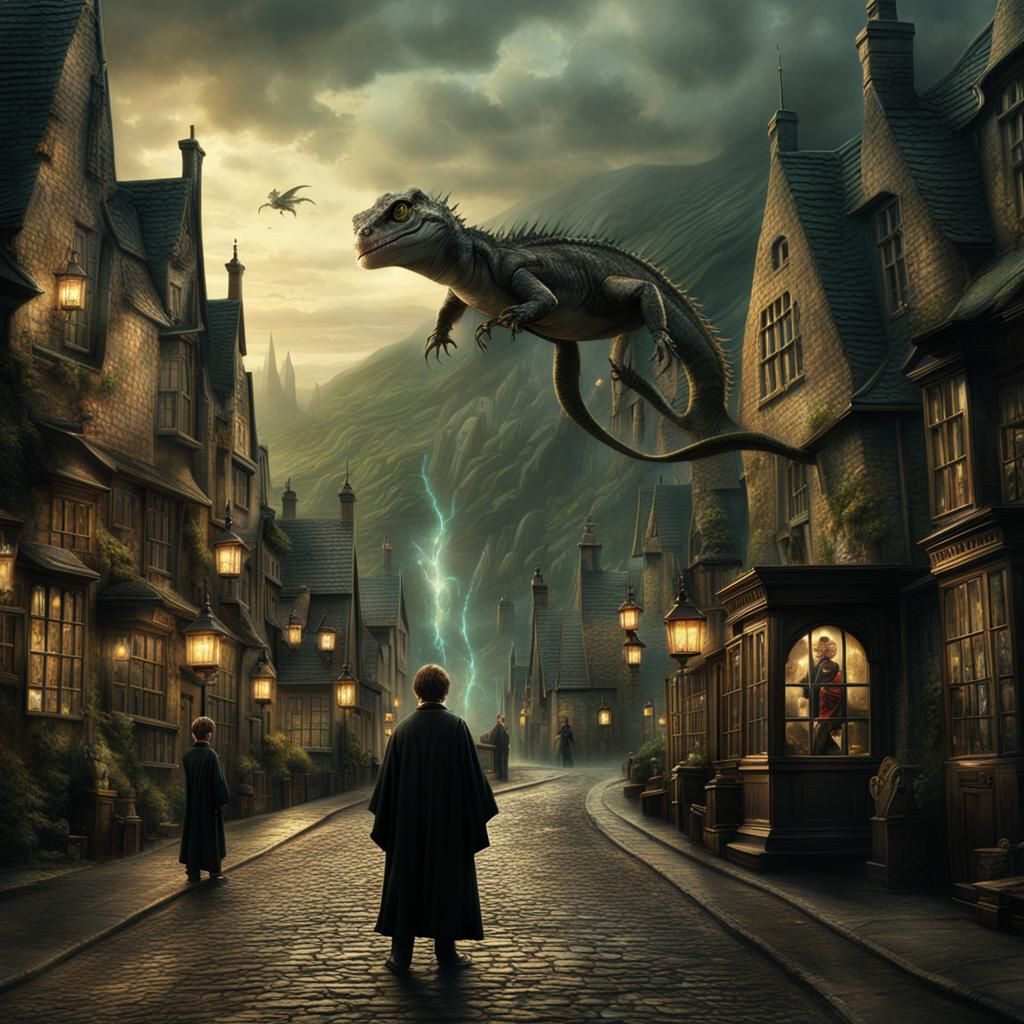 Lizard Harry Potter Casts a Spell