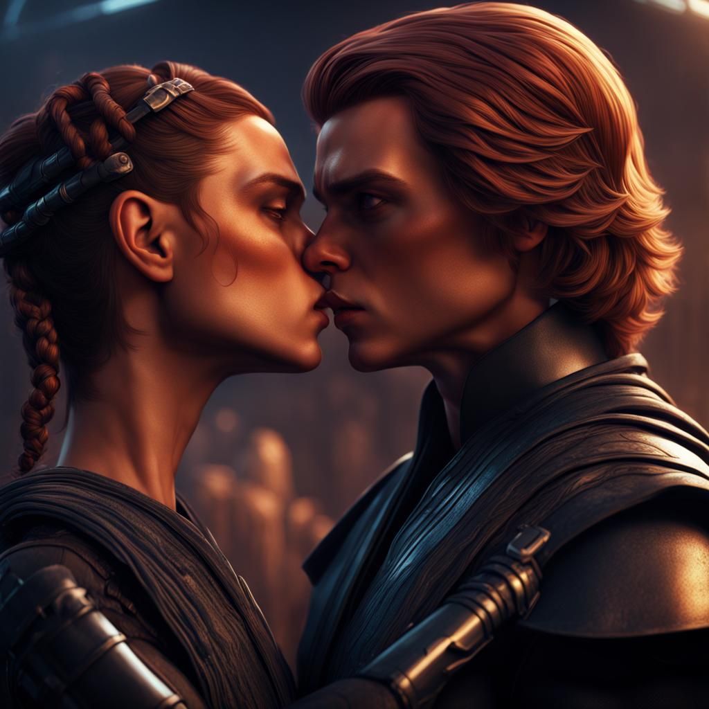 Detailed Matte Painting of a Kiss