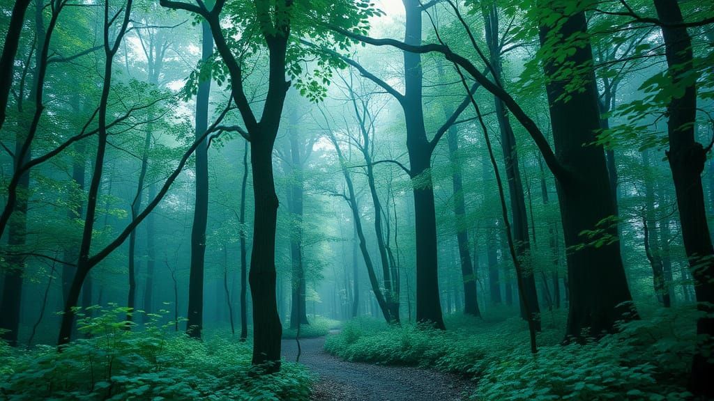 Turquoise Dream: An Enchanted Forest in Azure Light