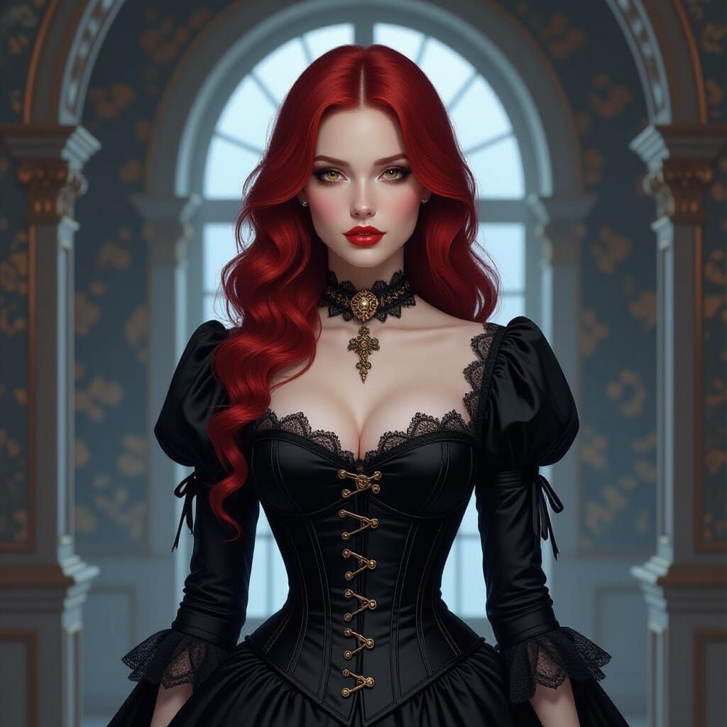 Victorian Gothic Woman with Red Hair