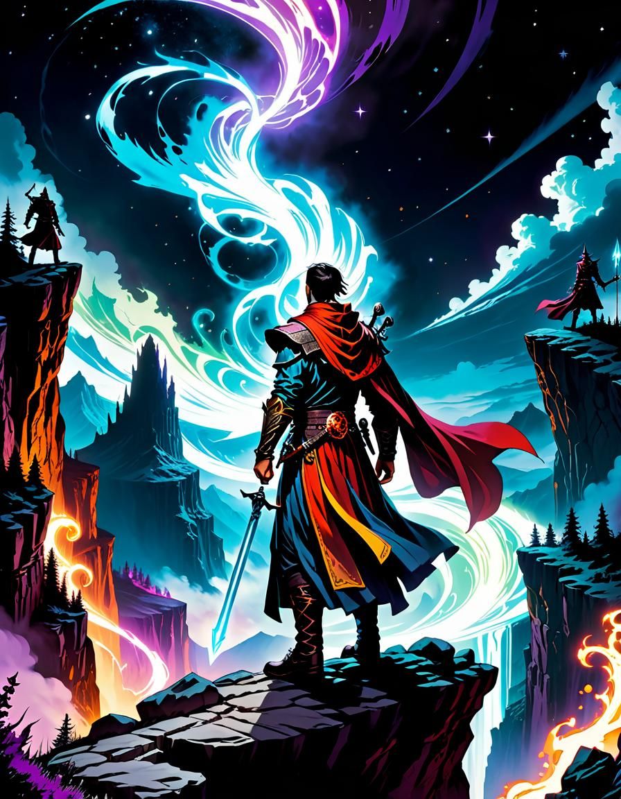 Mystical Sorcerer Conjures Cosmic Magic, Comic Art