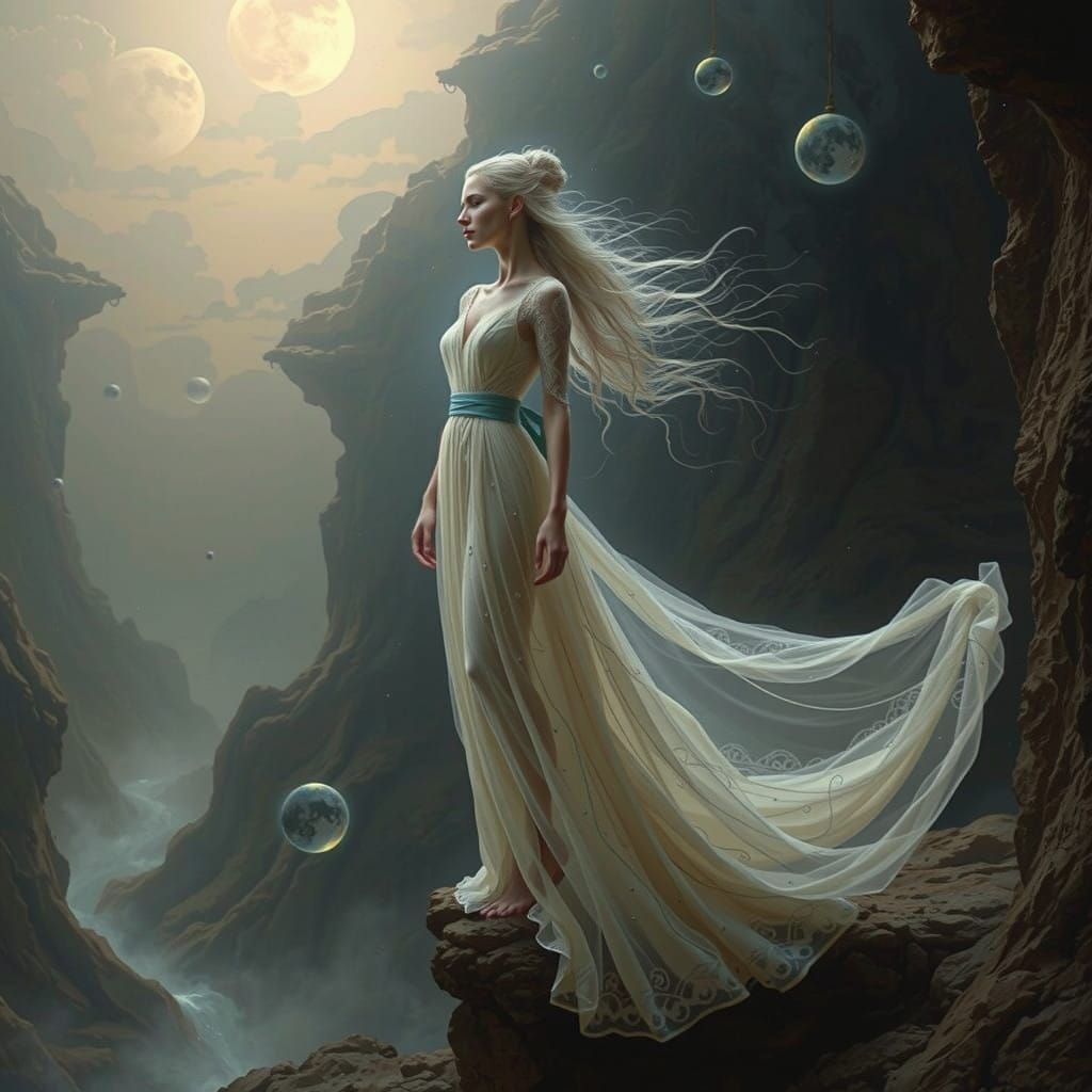 Surreal Goddess in Weightless Glory with Ethereal Beauty