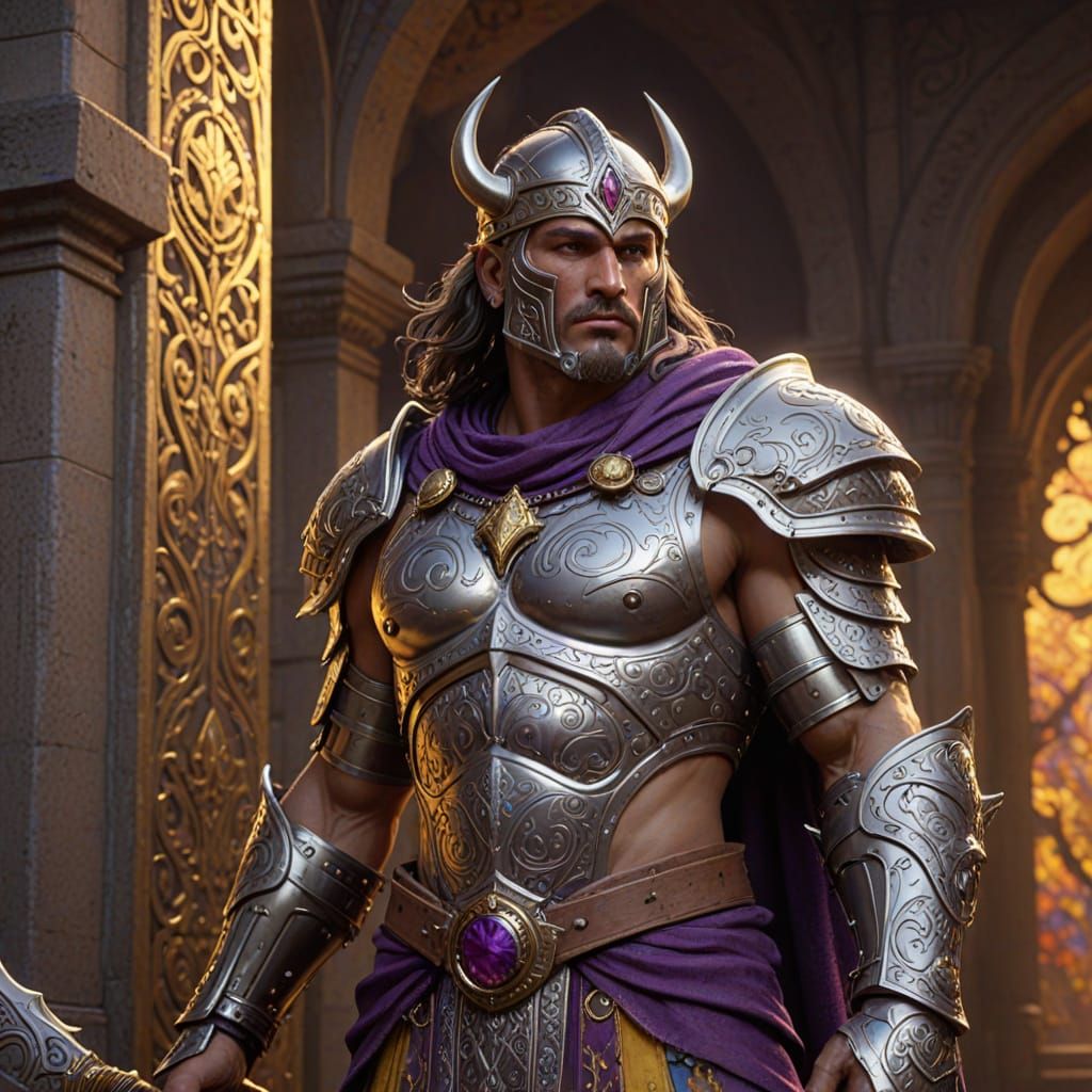 Dark Fantasy Barbarian in Ornate Armor