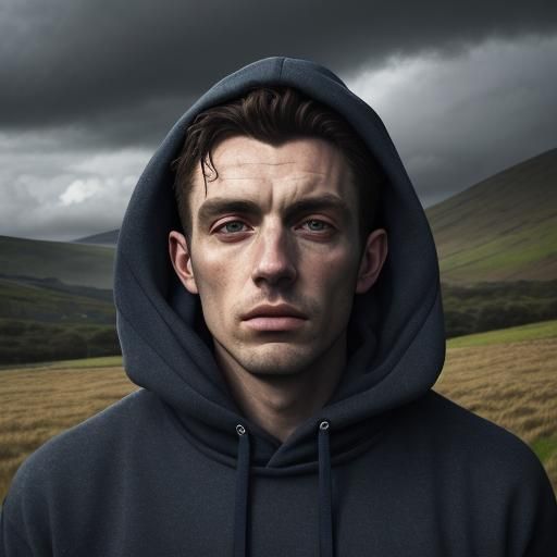 English Lad Contemplates Clouds in Yorkshire Dales