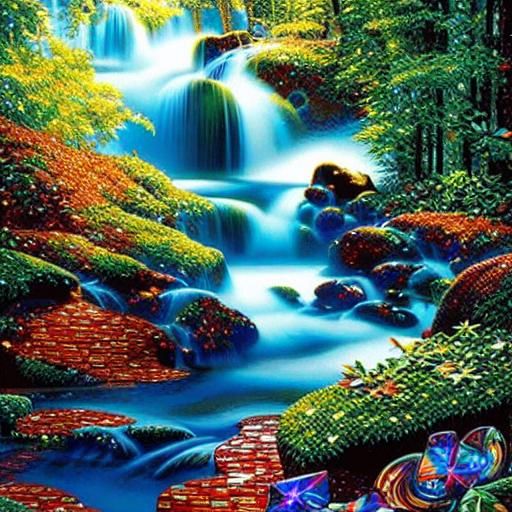 Gemstone Mosaic Waterfall Wall Art