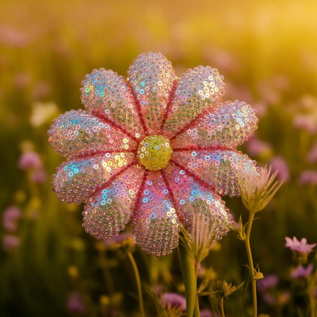 Spectacular Sequined Flower in Vibrant Meadow