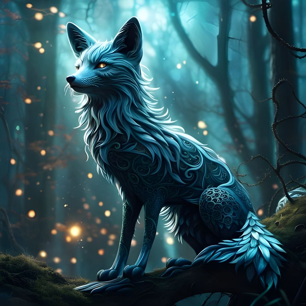 Ethereal Blue Spirit Fox