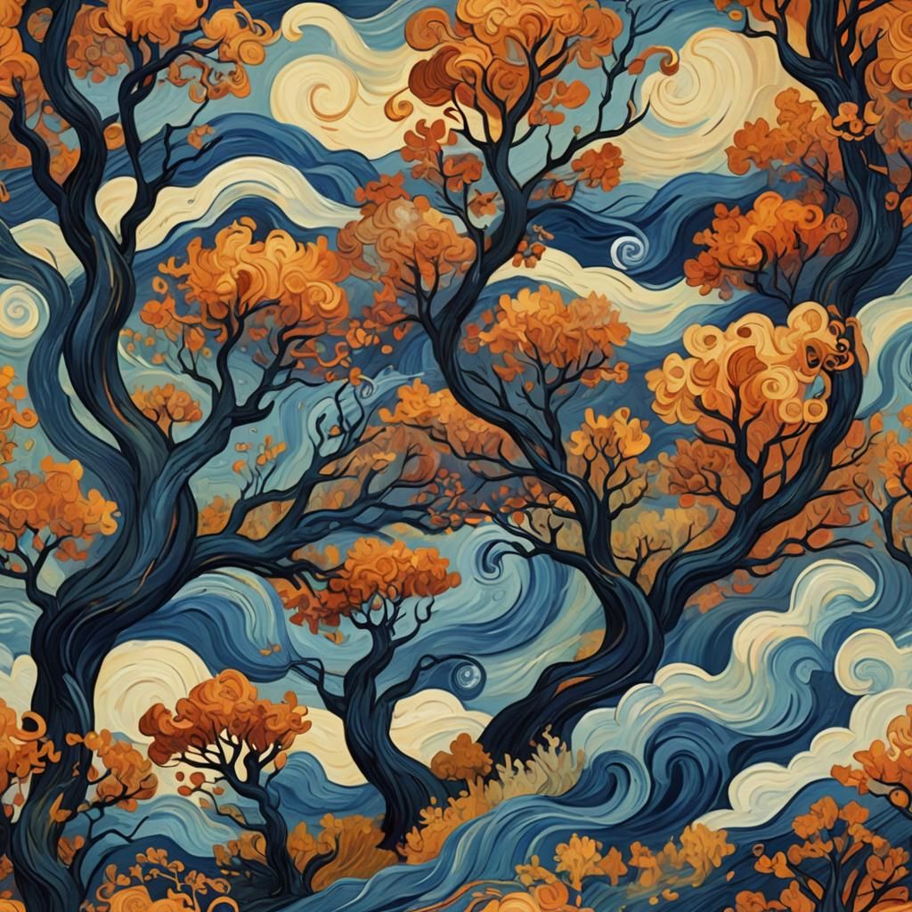 Swirling Landscape in Van Gogh Style