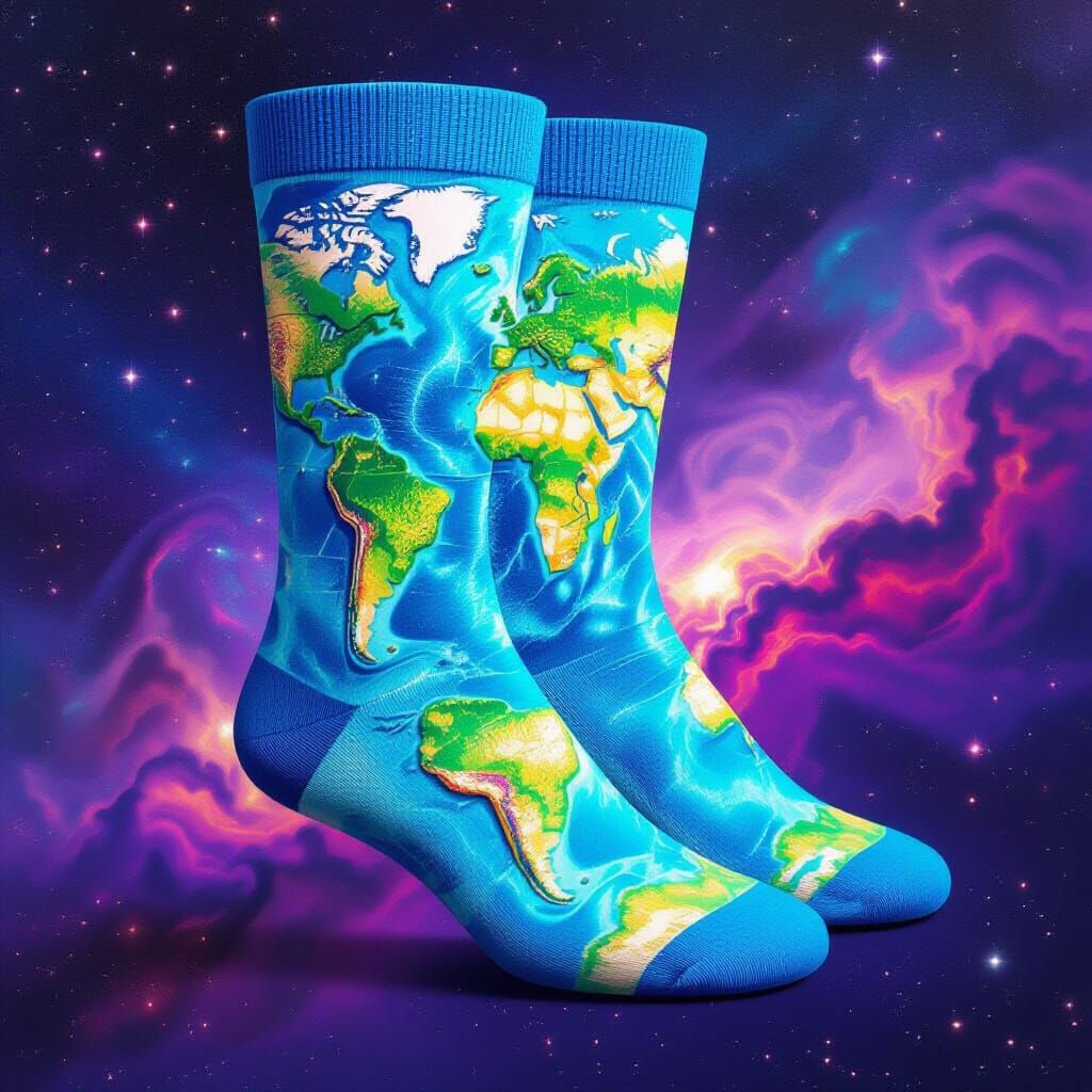 Porcelain Sock Maps in Nebula, Dreamy Art Style