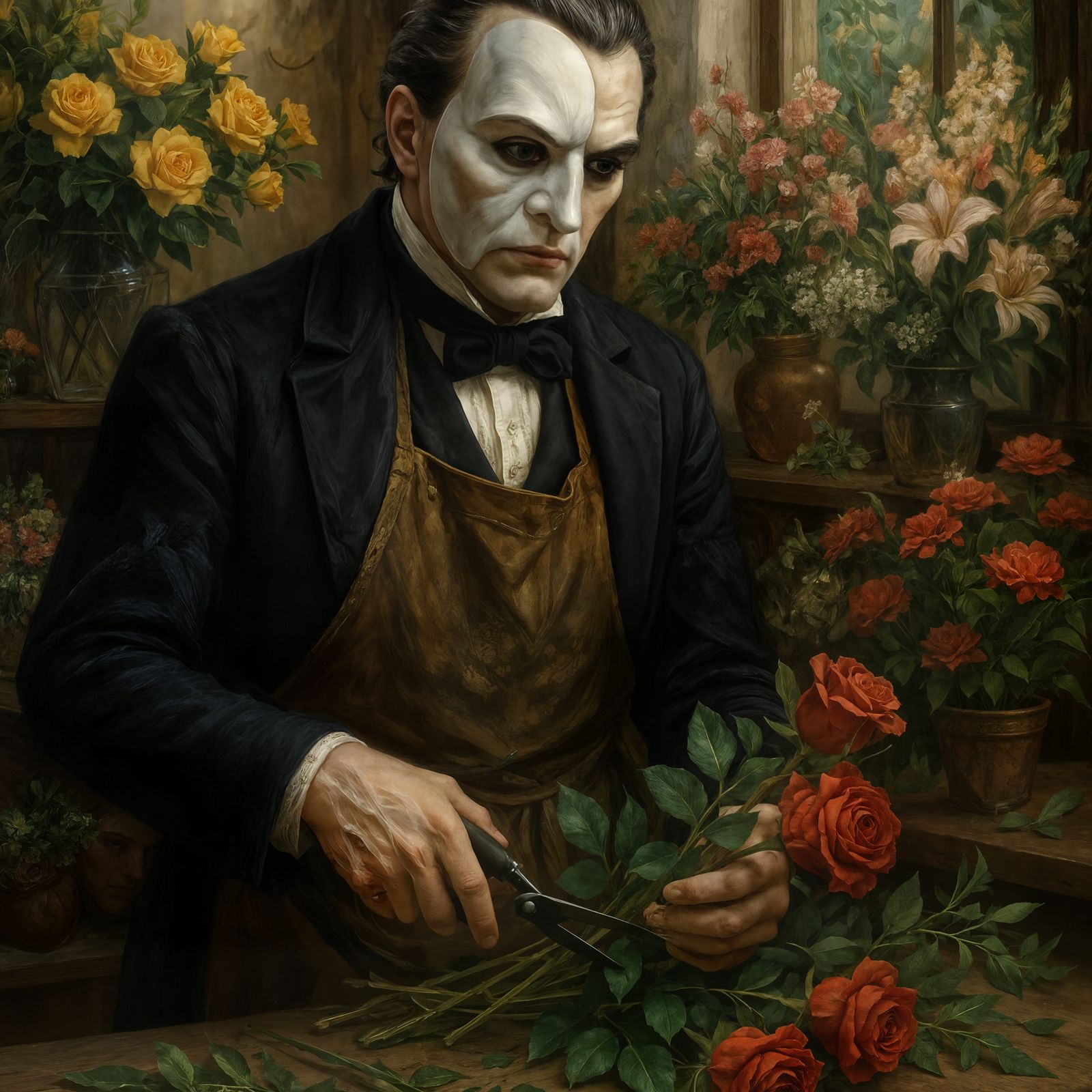 Phantom of the Opera as Flower Shop Worker