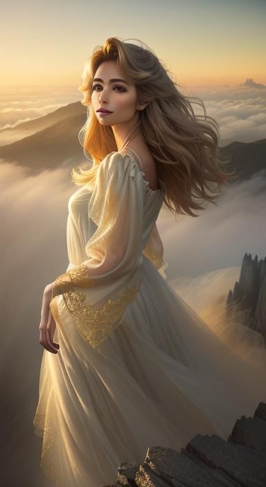 Fantasy Warrior on Cliff Edge in Dynamic Concept Art