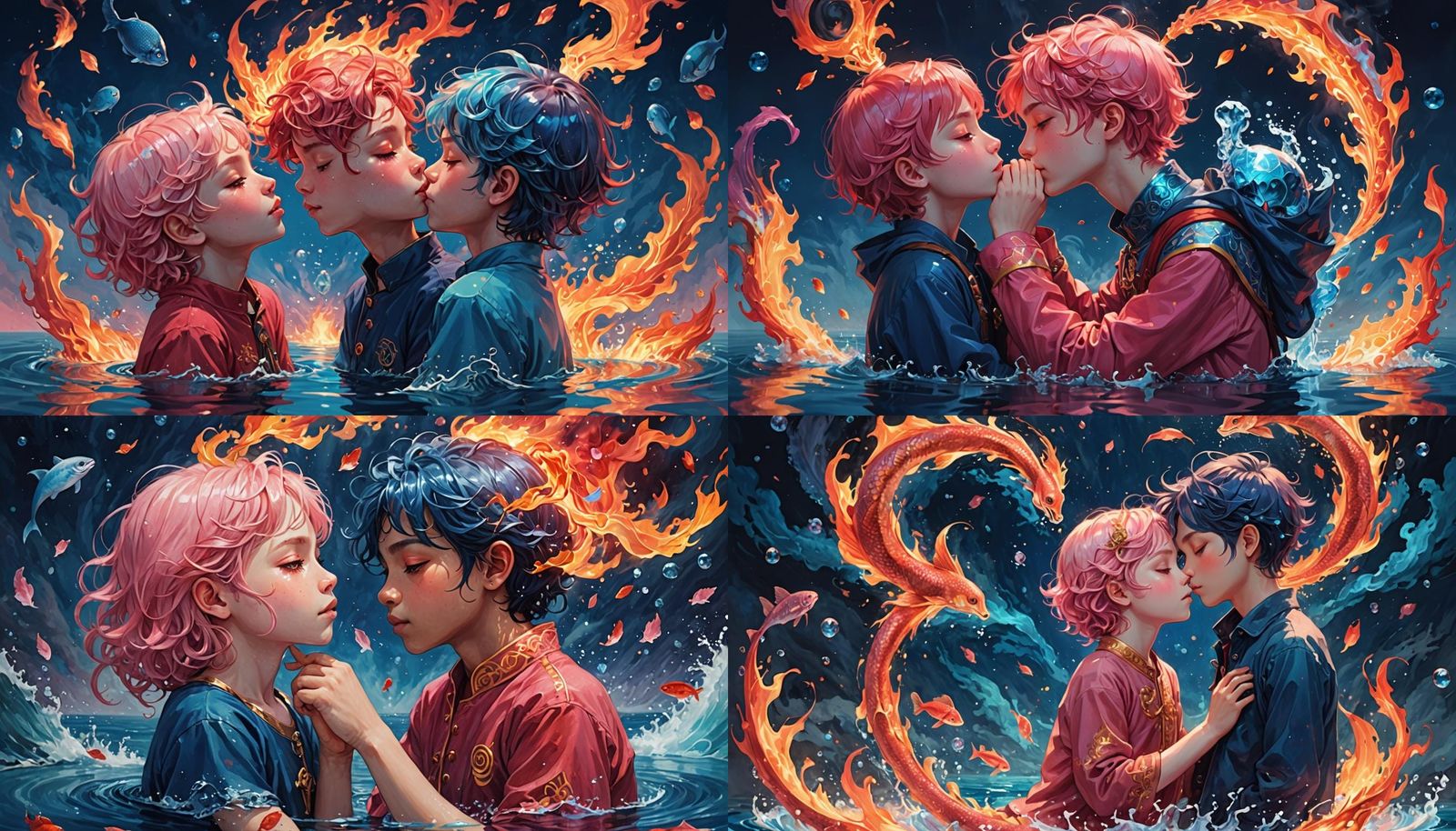 Divine Counterparts Kiss in Soulful Colors