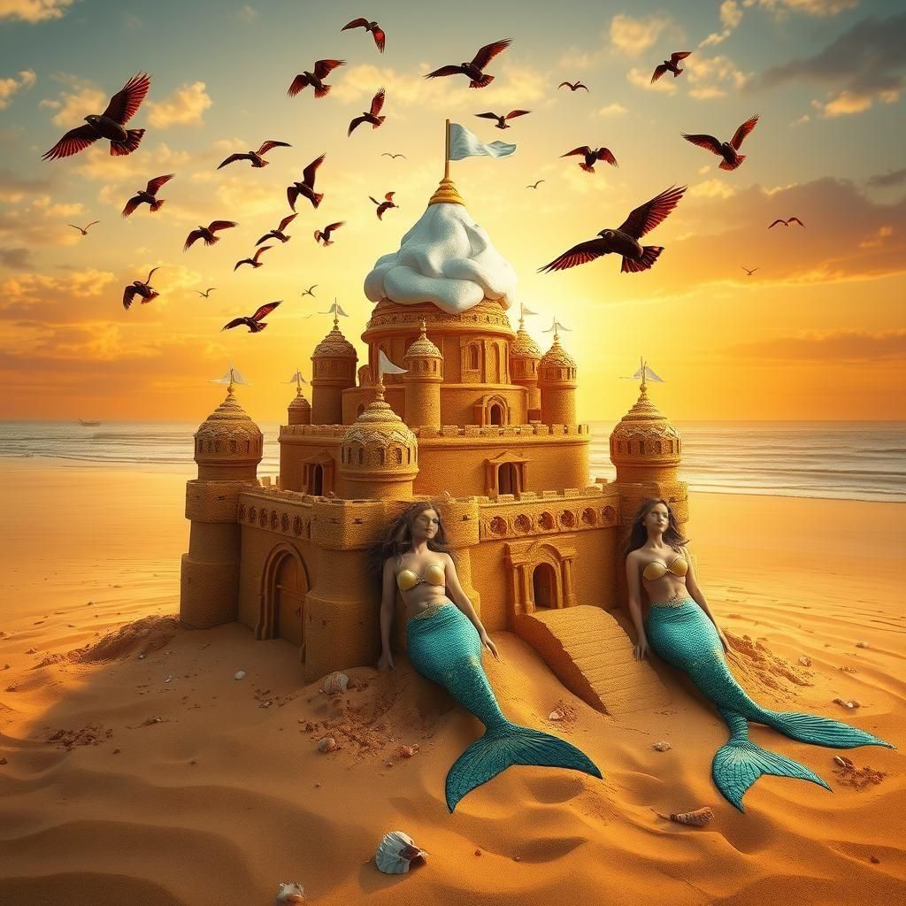 Sunset Sandcastle Coffee Cup on Wild Beach