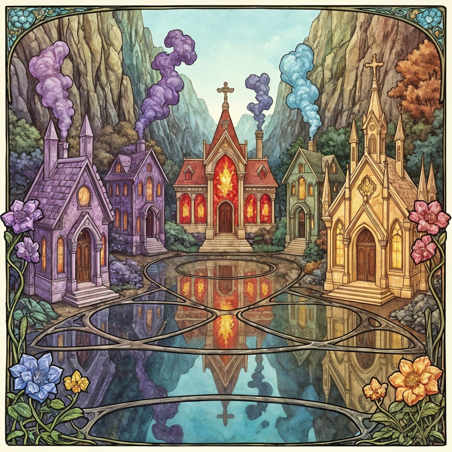 Art Nouveau Gemstone Village in Living Rock Valley