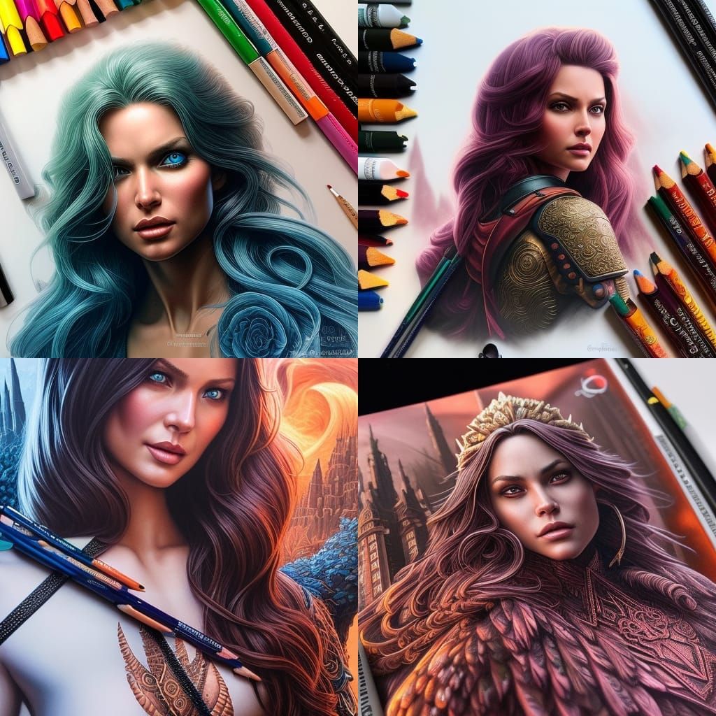 Detailed Wax Crayon Drawing of a Beautiful Girl