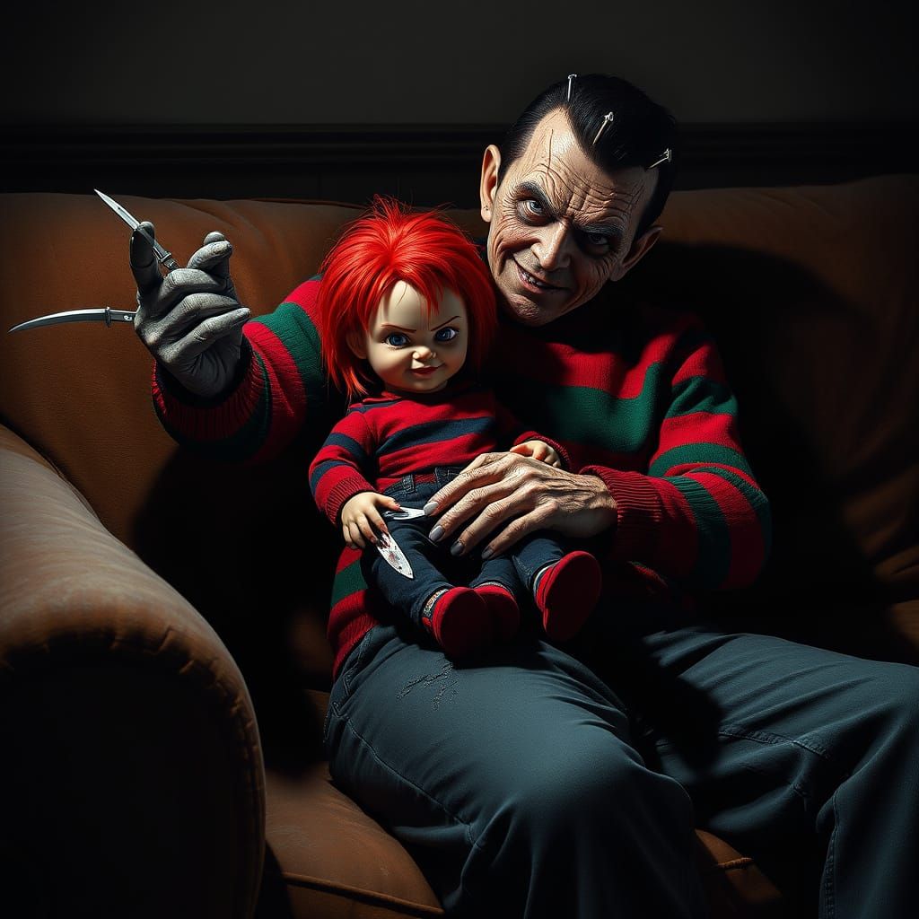 Freddy Krueger and Chucky Engage in Sinister Affection
