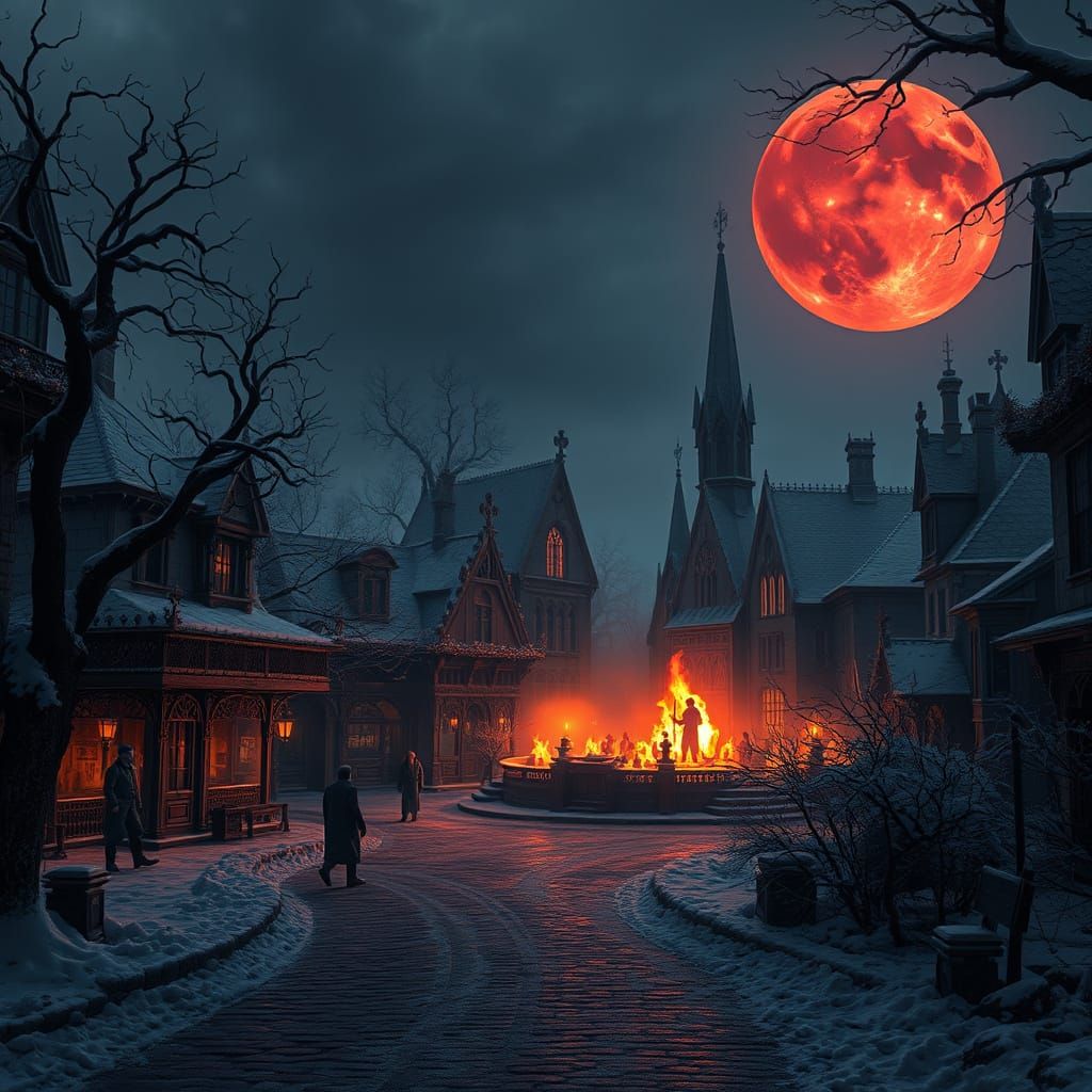 Ethereal Gothic Cityscape at Dusk