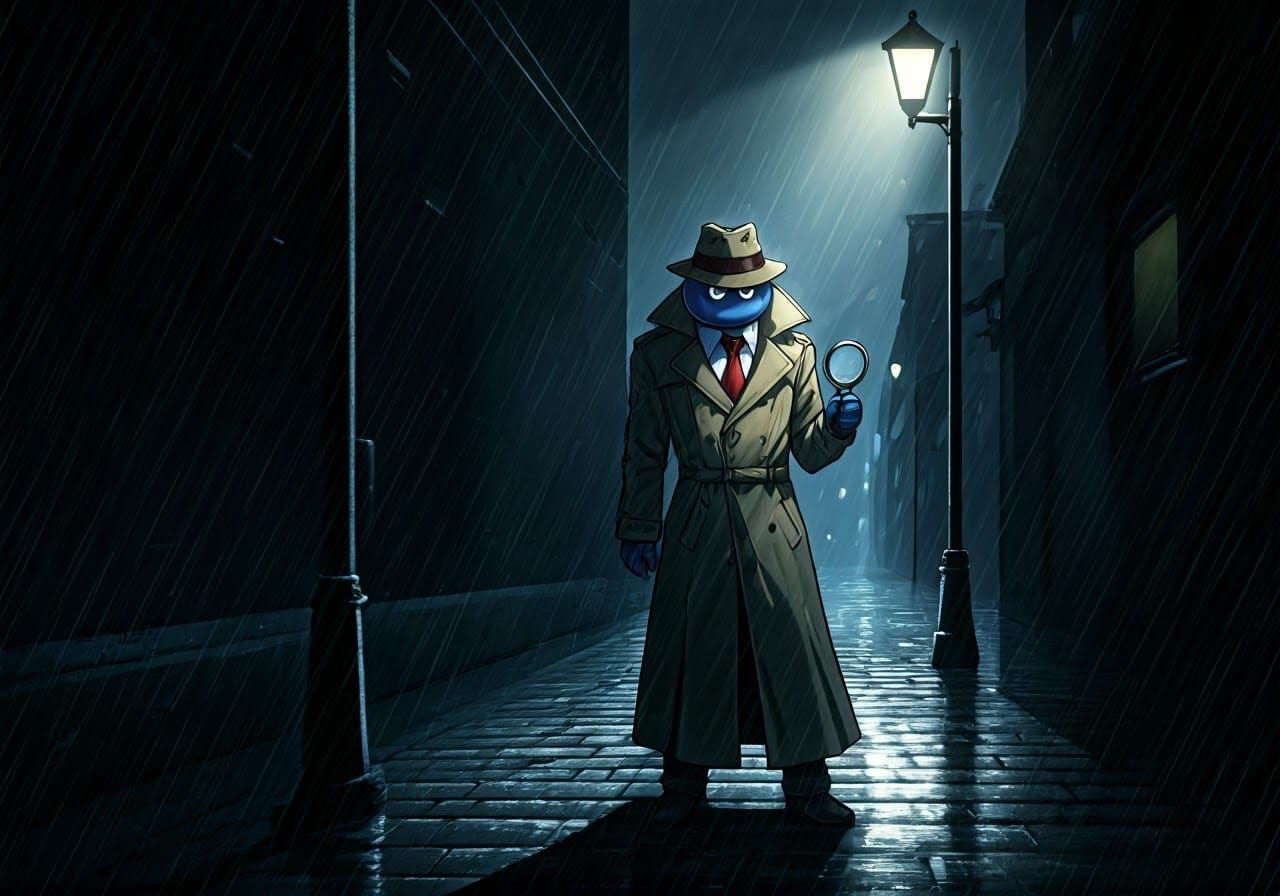 Rainy City Slime Detective in Noir Style
