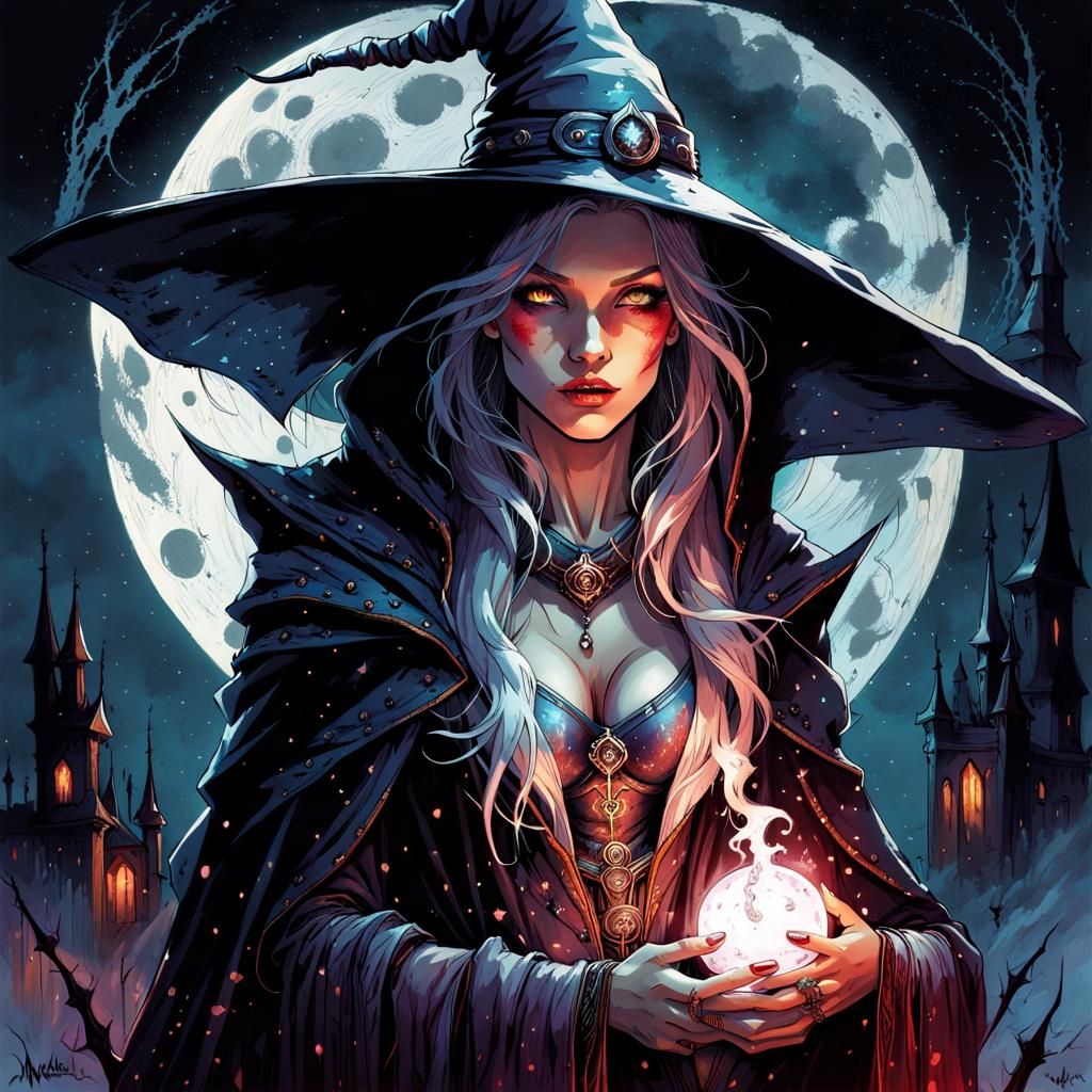 Sinister Assassin Witch with Silver Daggers