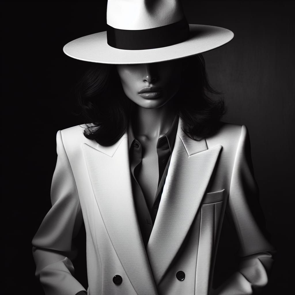 Sophisticated South Asian Woman in Timeless Black and White...